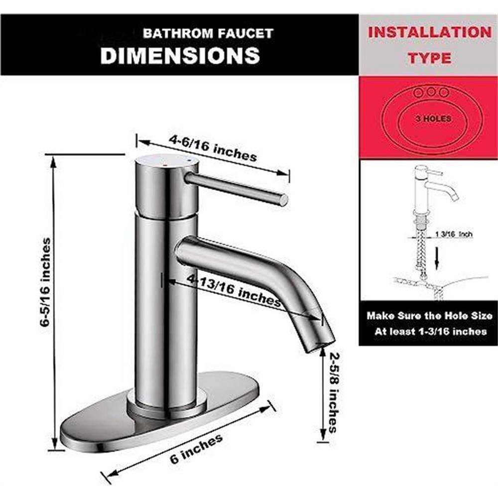 Brushed Nickel Single Handle Bathroom Sink Faucet with Deck Plate