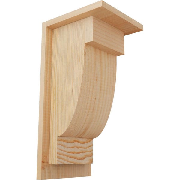 Ekena Millwork 7-1/2 in. x 8 in. x 16 in. Douglas Fir Alpine Smooth Corbel with Backplate