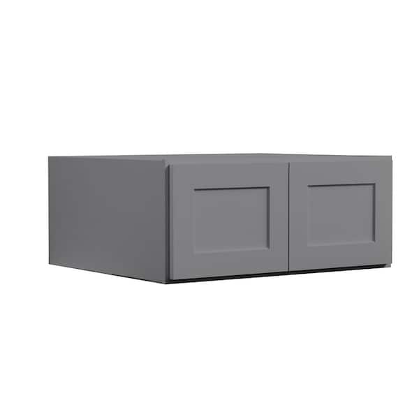 Hausvita 30 in. W. x 24-in D x 12 in. H in Shaker Grey Plywood Ready to Assemble Kitchen Wall Cabinets with 2 Doors