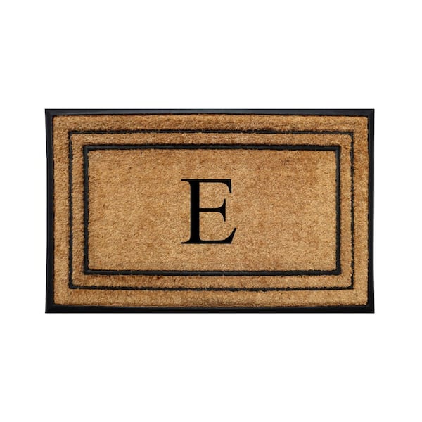 Unbranded A1HC Natural Coir Rubber Doormat, 18 in x 32 in, Heavy Duty, Dirt Trapping, Thick Non Slip Monogrammed E Doormats