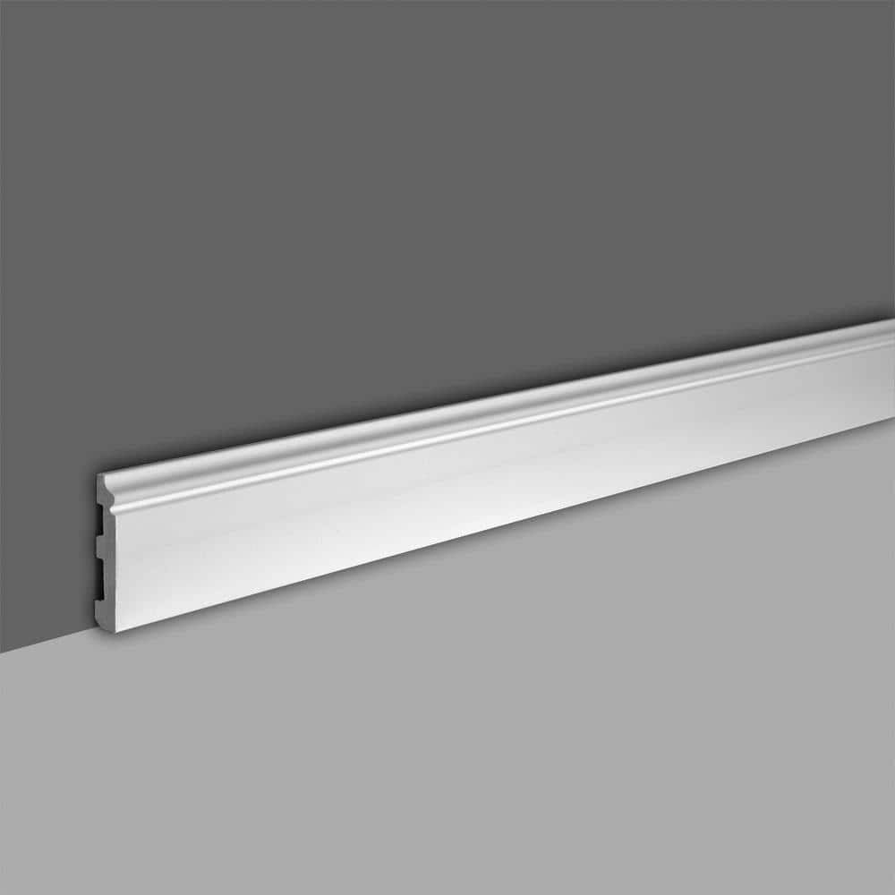 6-inch White Recycled Polystyrene Baseboard Moulding Sample