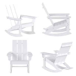 Shoreside White Plastic Adirondack Outdoor Rocking Chair (Set of 4)