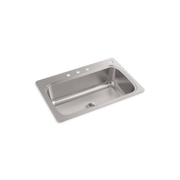 Kohler Verse Drop In Stainless Steel 33 In 4 Hole Single Bowl Kitchen