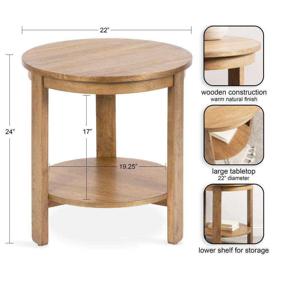 Oxford 22 in. W. Natural Round Transitional MDF End Table - thumbnail 4