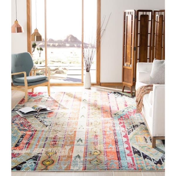 Monaco Multi 9 ft. x 12 ft. Distressed Area Rug
