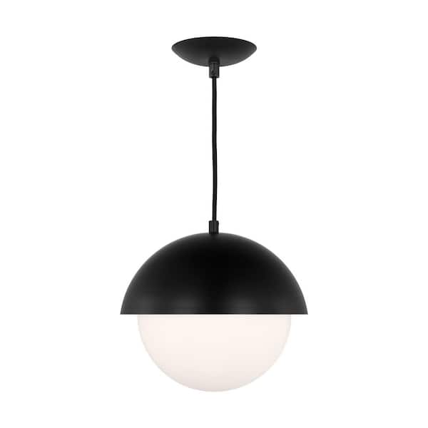 SCOTT LIVING Hyde 1-light Midnight Black Medium Statement Pendant Light with Opal Glass Shade