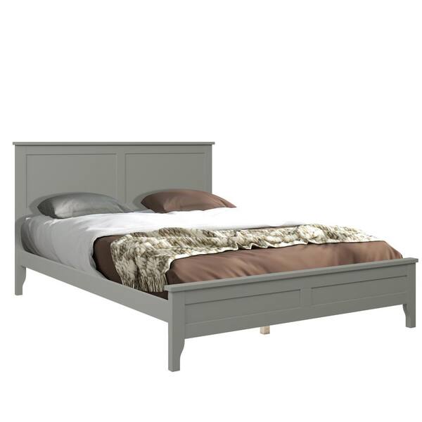 Polibi 54.33 in. W Gray Modern Full Size Solid Wood Platform Bed