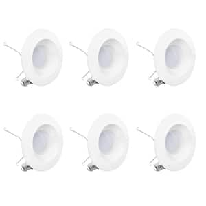 6 in. 3000K Integrated LED Warm White Retrofit Recessed Trim Light Kit 12-Watt 1100 Lumens, Dimmable, Wet Rated (6-Pack)