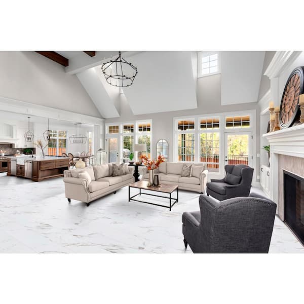 Eagle Ridge Marble 22 MIL 9.06 in. W x 48.03 in. L Waterproof Click Lock Vinyl Tile Flooring (21.15 sq. ft. /Case)