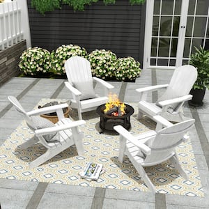 Vineyard White Outdoor Plastic Patio Folding Adirondack Chair (Set of 4)