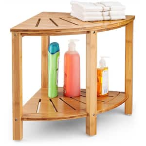 Bamboo Corner Shower Bench with Shelf Space, Perfect for Indoor and Outdoor Use