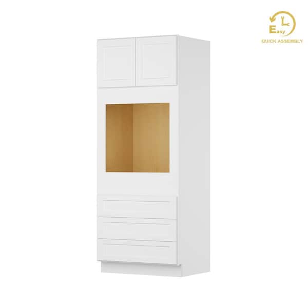 HOMLUX Easy-DIY 33-in W x 24-in D x 84-in H in Shaker White Ready to Assemble Oven Kitchen Cabinet