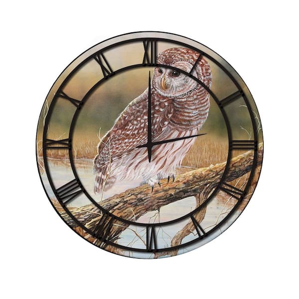 Unbranded "Early Hunter Owl" Full Coverage Art and Black Numbers Imaged Wall Clock