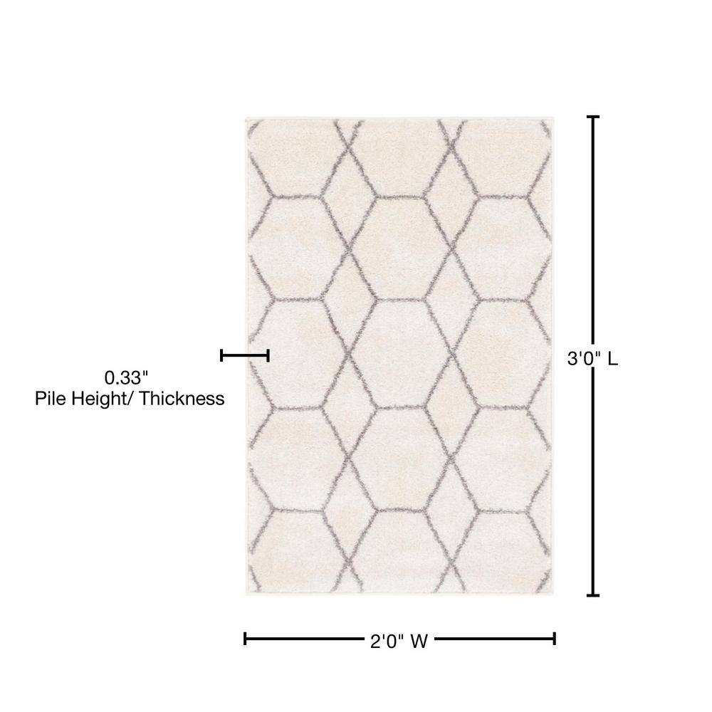 Ivory Trellis Rectangular Synthetic Indoor Easy-Care Rug