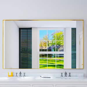 72 in. W x 36 in. H Rectangular Aluminum Framed Wall Bathroom Vanity Mirror in Gold