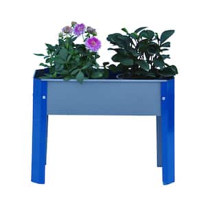 23 in. x 10 in. x 17 in. Blue and Gray Galvanized Steel Raised Planter Boxes Elevated Garden Beds with Legs
