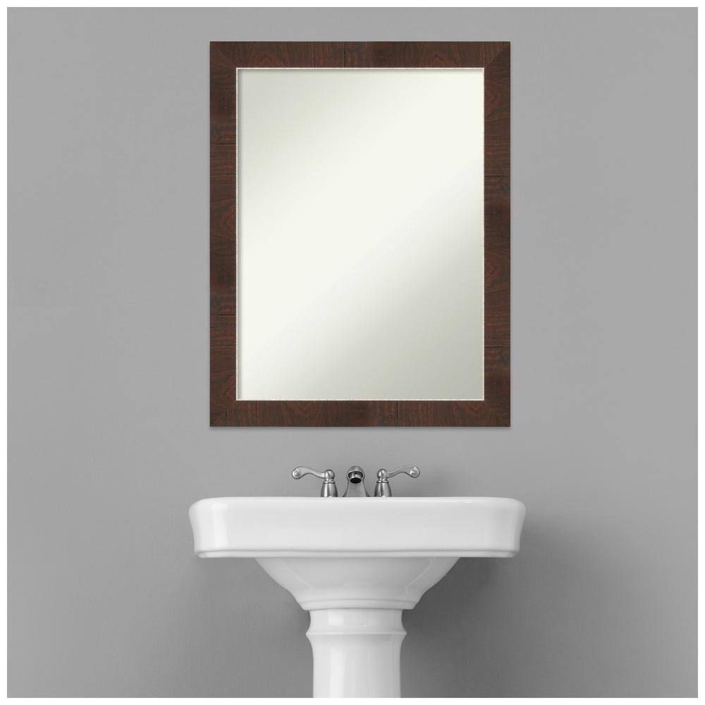 Wildwood Brown and Silver Rectangular Wood Bathroom Vanity Mirror