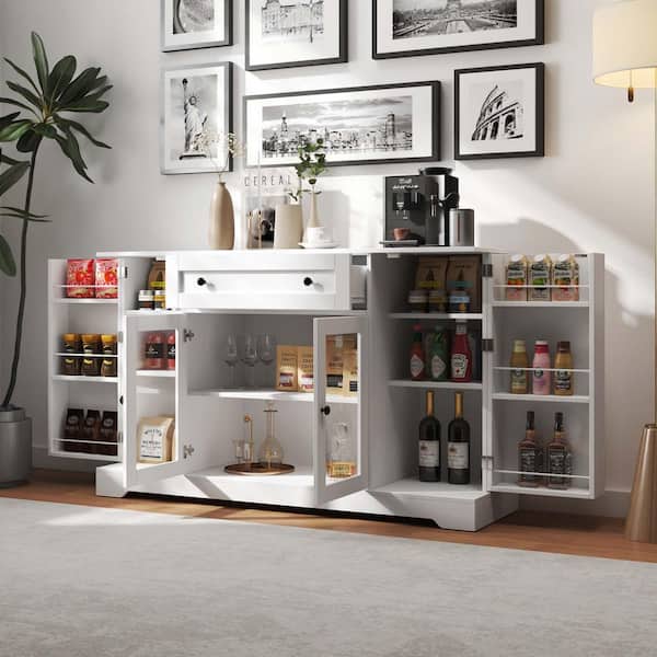 Unbranded Buffet Cabinet with Storage, Modern Sideboard Buffet with Doors, Wood Coffee Bar Kitchen Pantry Cabinet, White