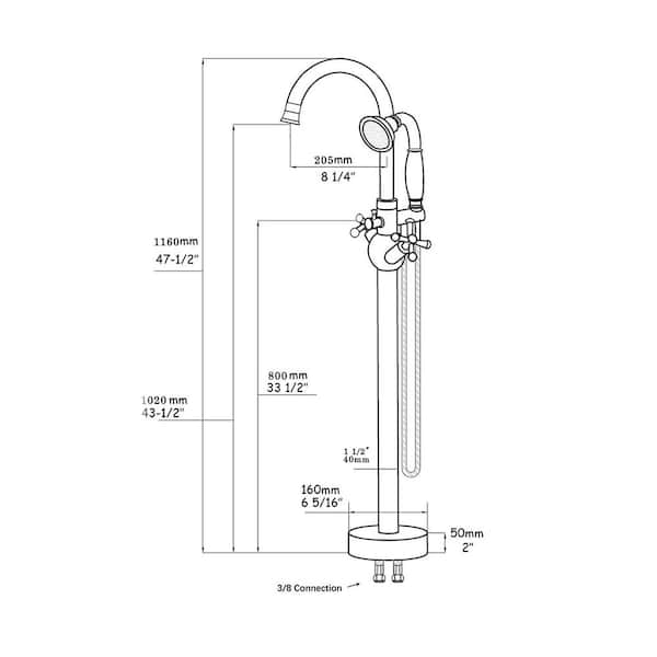 2-Handle Freestanding Tub Faucet with Hand Shower Head in Oil Rubbed Bronze