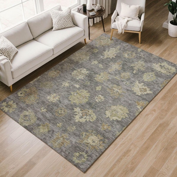 Chantille Machine Washable Indoor/Outdoor Abstract ACN2305 Pewter 8 ft. x 10 ft. Area Rug