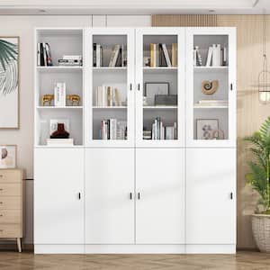 3-in-1 White Wood Buffet and Hutch Combination Storage Cabinet with Glass Doors, Shelves (62.9 in. W x 70.9 in. H)