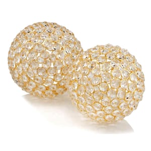 Crystal Gold Faux Bling Spheres Set of 2