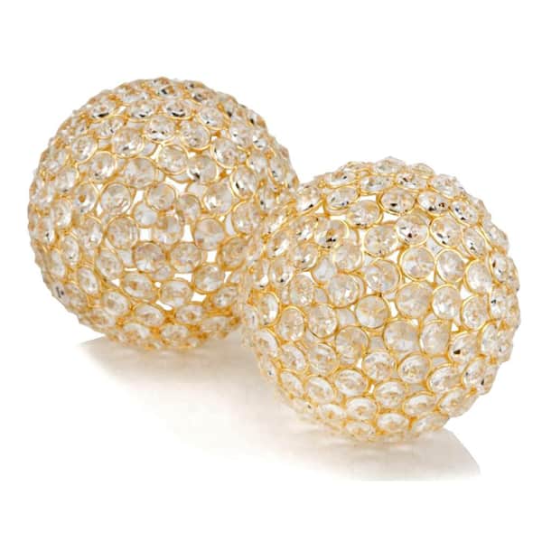 HomeRoots Crystal Gold Faux Bling Spheres Set of 2