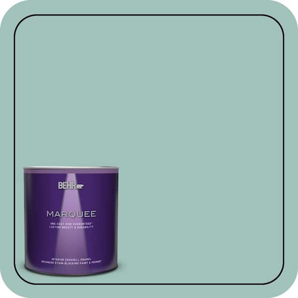 BEHR MARQUEE 1 qt. #MQ6-36 Cascade Green One-Coat Hide Eggshell Enamel Interior Paint & Primer