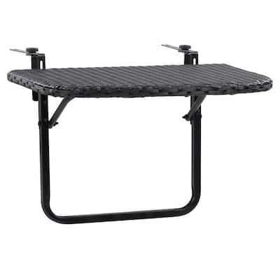 Parksville Black Rattan Foldable Balcony Table