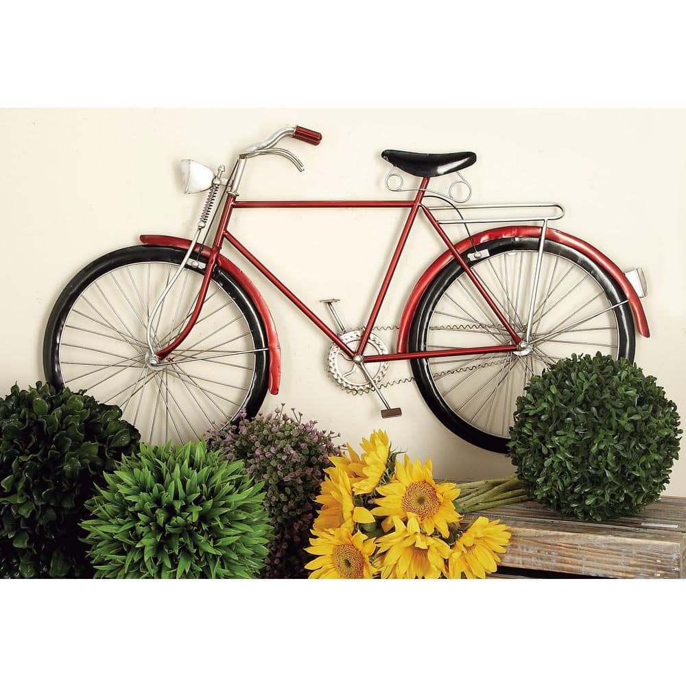 Vintage Red Metal Bicycle Wall Sculpture
