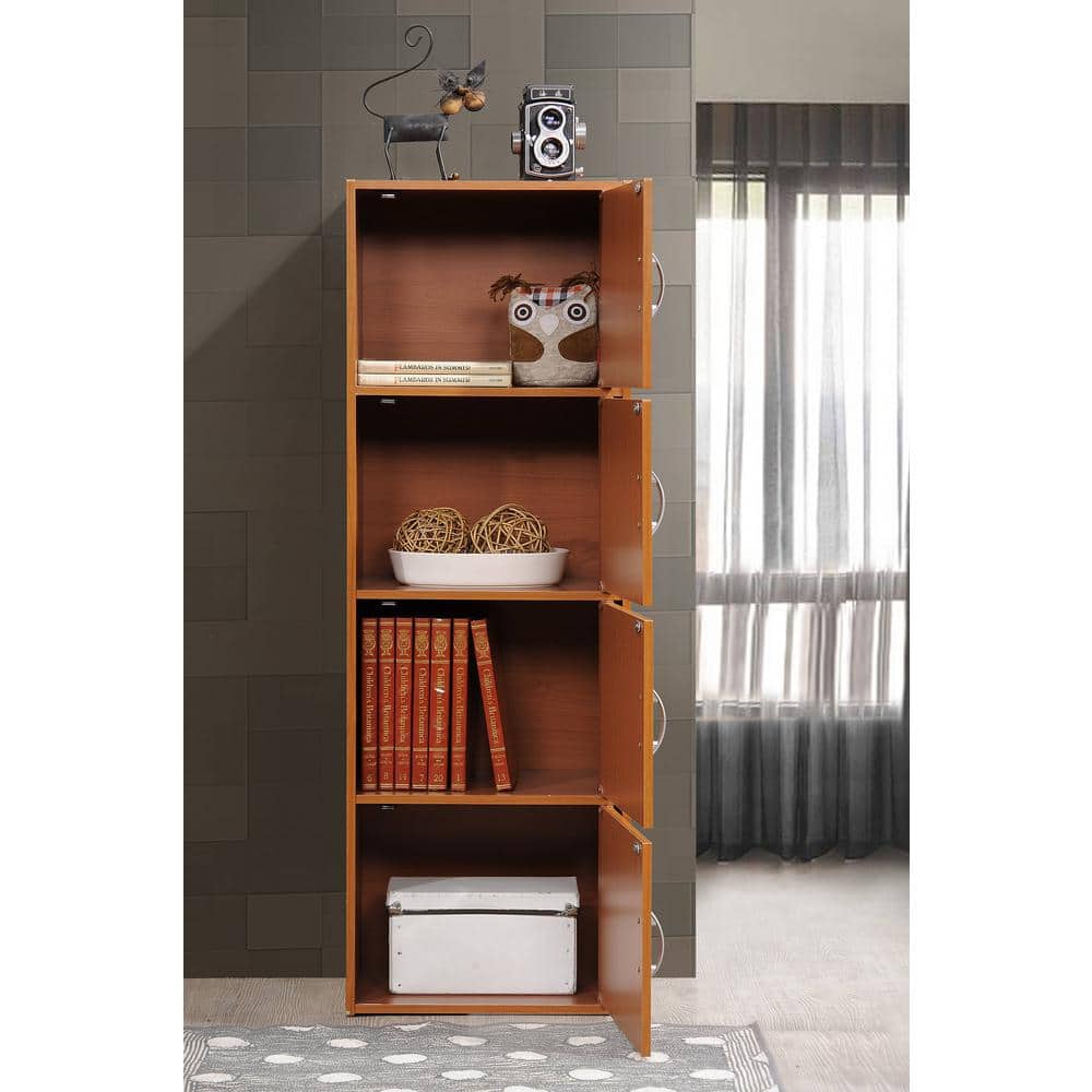 Cherry 47" Engineered Wood 4-Door Office Storage Cabinet