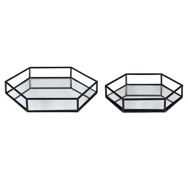 Kate and Laurel - Felicia Black Decorative Tray(Set of 2)