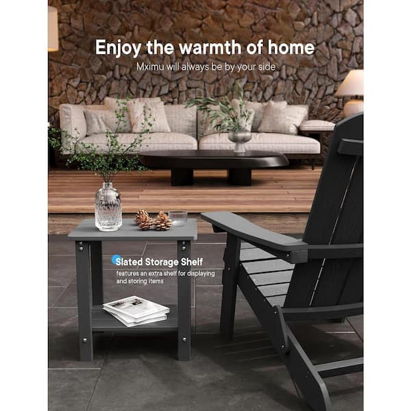 Mximu 16.7 in. H Grey Square Plastic Adirondack Outdoor