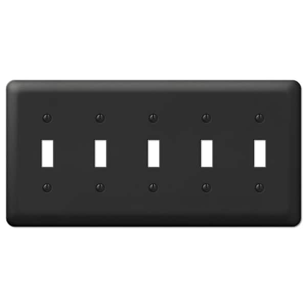 Declan 5 Gang Toggle Steel Wall Plate - Black