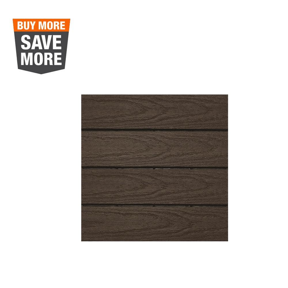 NewTechWood UltraShield Naturale 1 ft. x 1 ft. Quick Deck Outdoor Composite  Deck Tile in Spanish Walnut (10 sq. ft. per Box) US-QD-ZX-WN - The Home 