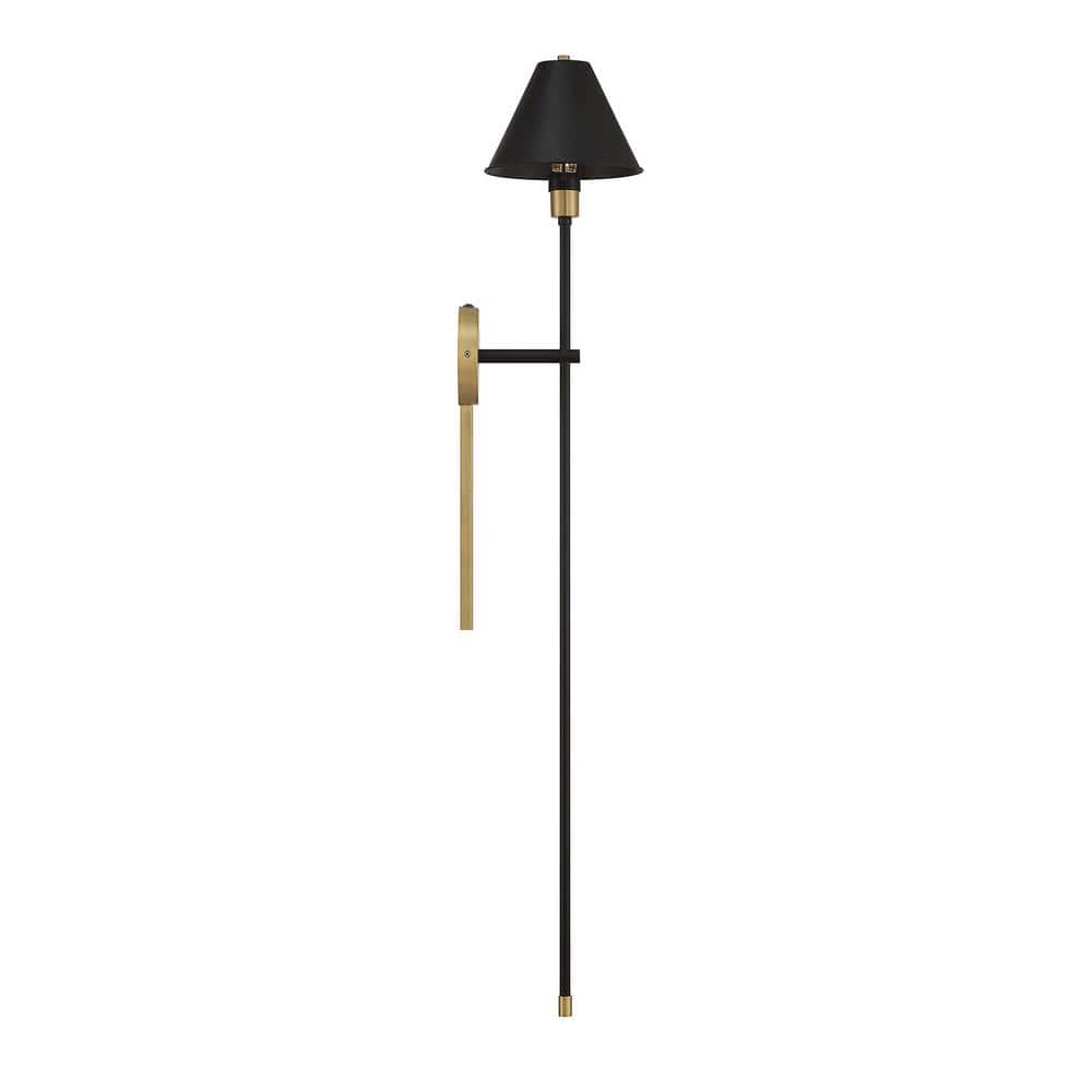 Black and Brass Dimmable Steel Wall Sconce