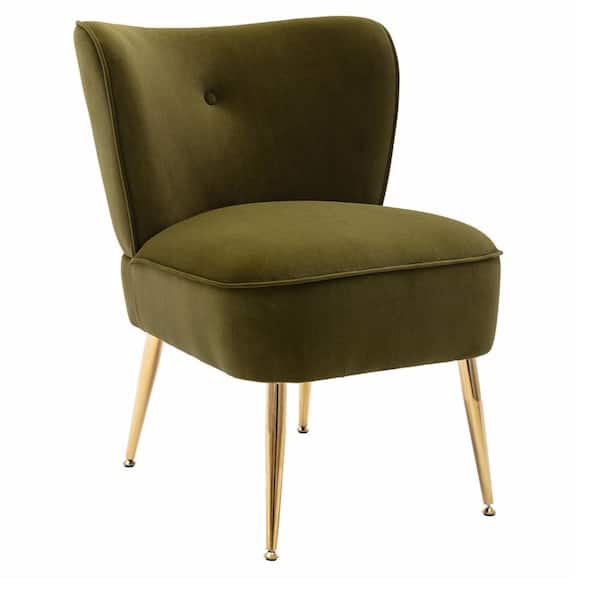 ATHMILE Grass Green Velvet Fabric Upholstered Seat Chairs Occasional Bedroom Leisure Chairs (Set of 1)