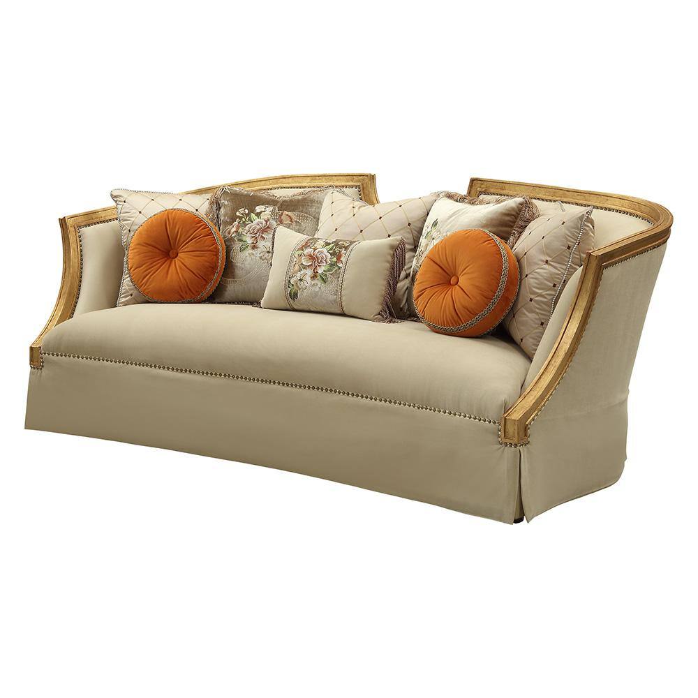 Elegant Sloped Arm Reclining Sofa with Nailhead Trim in Coffee Wood