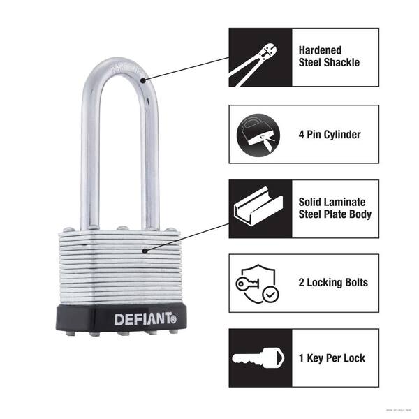 thumbnail image 2 of 40mm Long Shackle Padlock – Heavy Duty Steel, 4 Keys, Outdoor Security 2 of 3