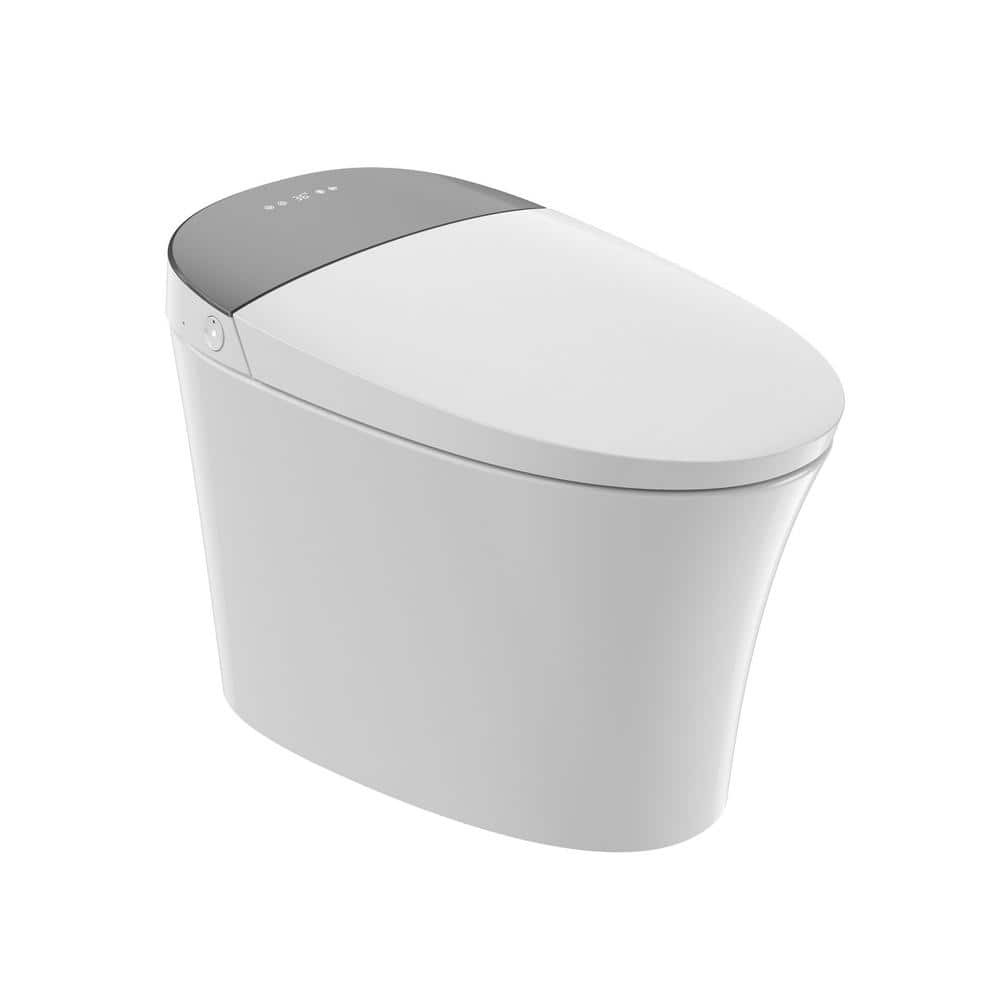 Elongated ADA LED 1.6/1.1 GPF Build-in Tank Smart Bidet Toilet in White, Au