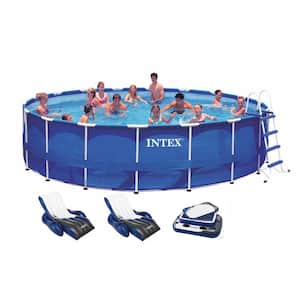 18 ft. x 48 in. Deep Round Metal Frame Above Ground Swimming Pool with 1500 GFCI Pump