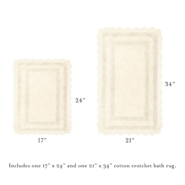 Chesapeake Merchandising Bursting Flower 2 Piece Bath Rug Set, Off White/Blush