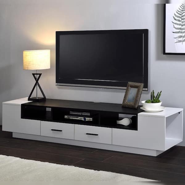 Acme Furniture Armour 16 in. White and Black TV Stand with 2