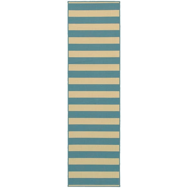 Home Decorators Collection Nantucket Aegean 2 ft. x 8 ft. Indoor/Outdoor Patio Runner Rug