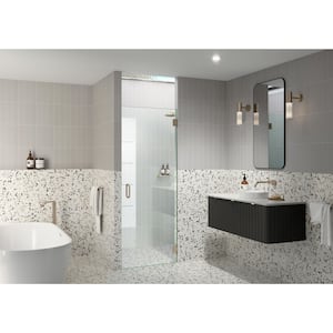 24.5 in. W x 78 in. H Pivot/Hinged Frameless Shower Door in Brushed Bronze-Door Only-Width Adj 24.875-25.275