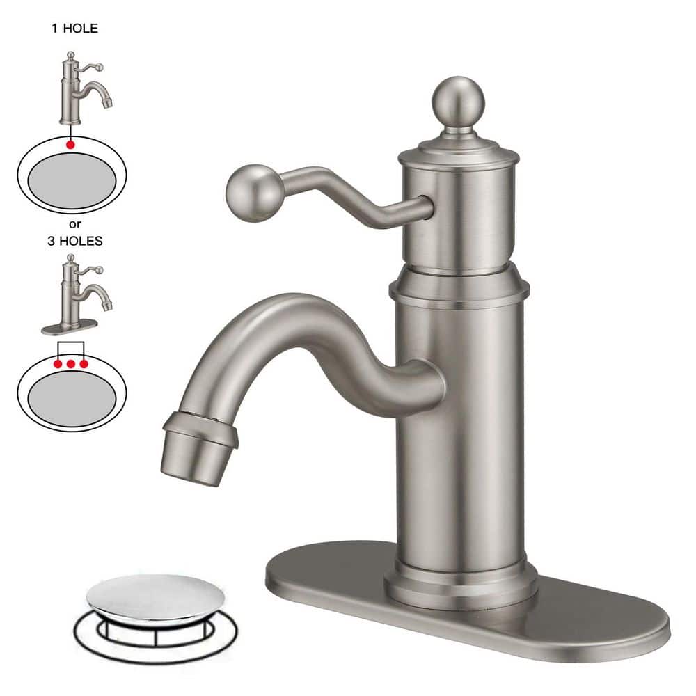 Single Hole Single-Handle Bathroom Faucet Vanity Sink Basin Mixer Tap Antique in Brushed Nickel price history on PriceWatchPro