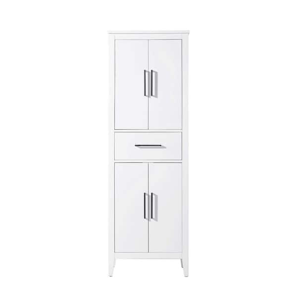 24 in. W x 18 in. D x 72 in. H White Freestanding Linen Cabinet