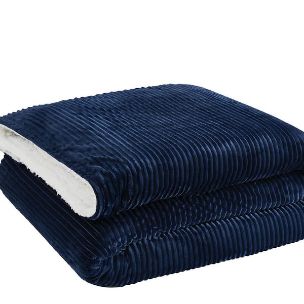 London Fog Large Corduroy Polyester Blue Twin Blanket