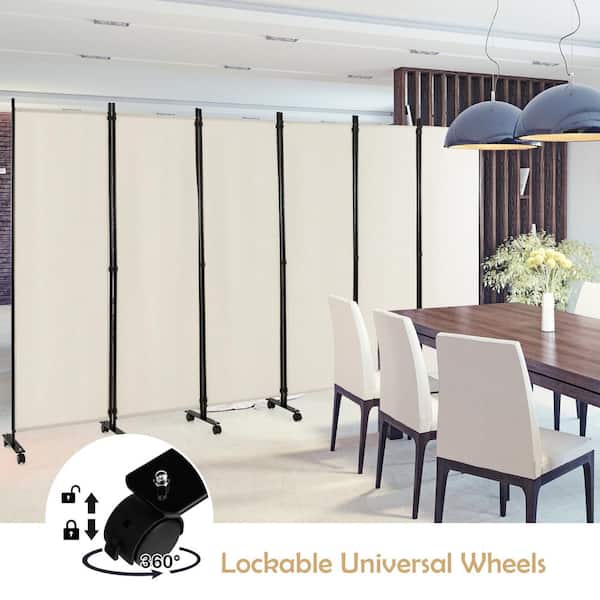 Costway 6-Panel Folding Room Divider 6 ft. Rolling Privacy Costway 6-Panel Folding Room Divider 6 ft. Rolling Privacy