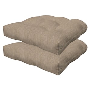 Outdoor Tufted Dining Seat Cushion Textured Solid Birch Tan (Set of 2)